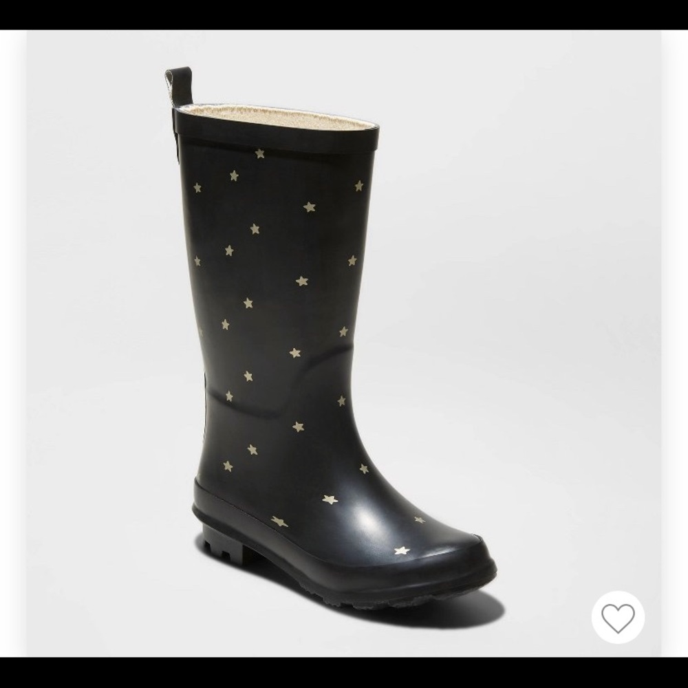 CAT & JACK Lulani Stars Black Rain Boots Size 3
